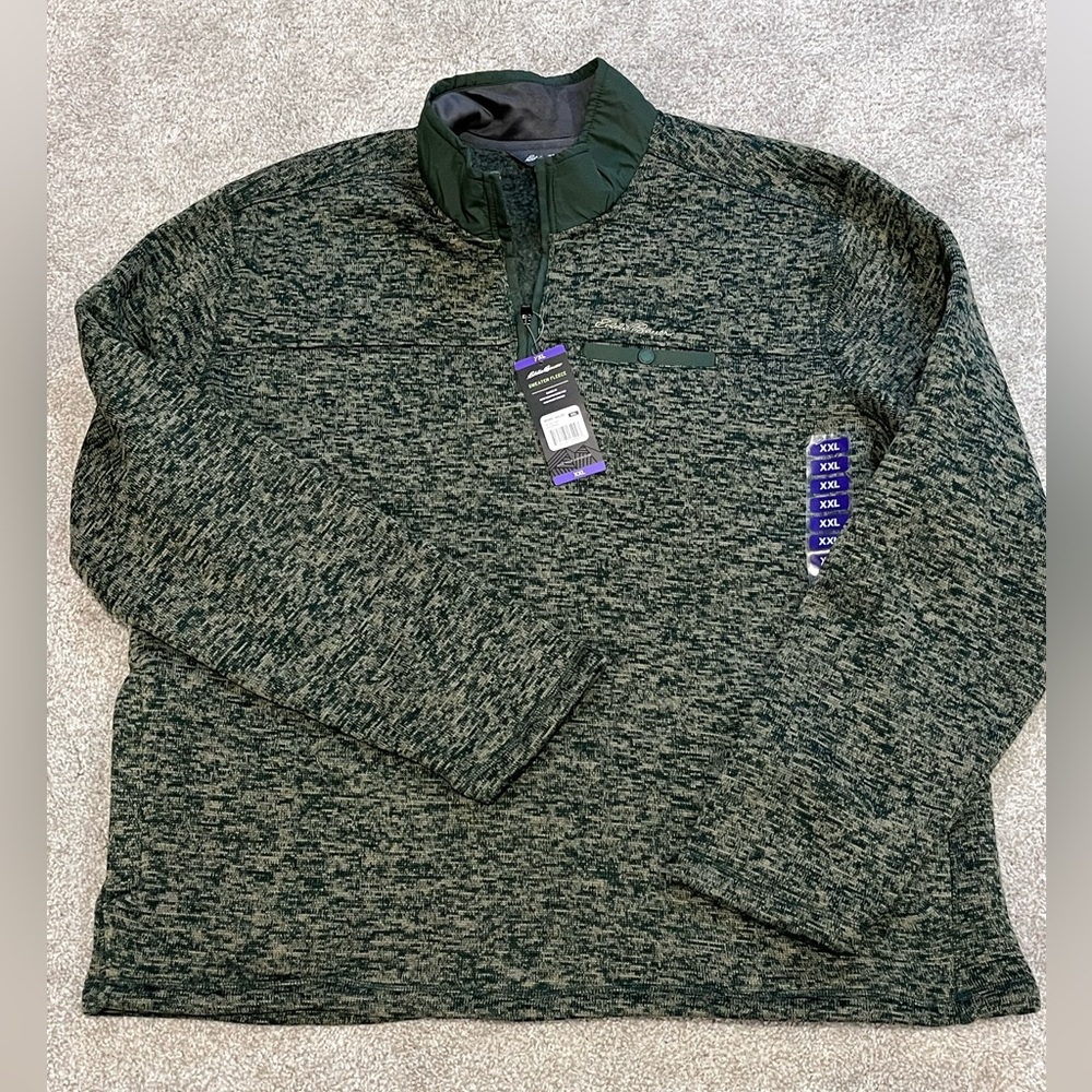 Eddie Bauer green sweater fleece 1/4 zip pullover